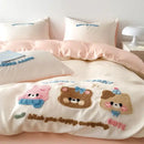 GobekUsa Cartoon Embroidered Cotton Bedding Set with Ice Silk Cooling Technology