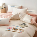 GobekUsa Cartoon Embroidered Cotton Bedding Set with Ice Silk Cooling Technology