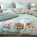 GobekUsa Cartoon Embroidered Cotton Bedding Set with Ice Silk Cooling Technology