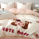 GobekUsa Cartoon Embroidered Cotton Bedding Set with Ice Silk Cooling Technology