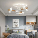 GobekUsa Cartoon Plane Chandelier Light Kids Room Ceiling Lamp Remote Control