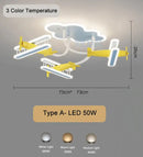 GobekUsa Cartoon Plane Chandelier Light Kids Room Ceiling Lamp Remote Control