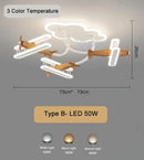 GobekUsa Cartoon Plane Chandelier Light Kids Room Ceiling Lamp Remote Control