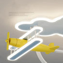 GobekUsa Cartoon Plane Chandelier Light Kids Room Ceiling Lamp Remote Control