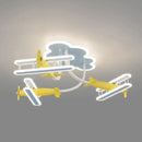 GobekUsa Cartoon Plane Chandelier Light Kids Room Ceiling Lamp Remote Control