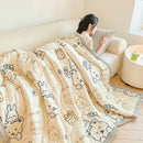 GobekUsa Cartoon Print Three-Layer Velvet Blanket for Cozy Winter Bedding