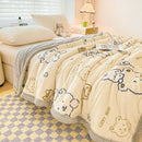 GobekUsa Cartoon Print Three-Layer Velvet Blanket for Cozy Winter Bedding