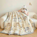 GobekUsa Cartoon Print Three-Layer Velvet Blanket for Cozy Winter Bedding
