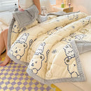 GobekUsa Cartoon Print Three-Layer Velvet Blanket for Cozy Winter Bedding