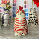 Colorful polka dot cat vase living room ceramic decor by Decorbites
