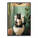 Whimsical otter reading on toilet bathroom canvas wall art by Decorbites