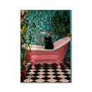 GobekUsa Cat Reading on Toilet Wall Art