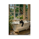 GobekUsa Cat Reading on Toilet Wall Art