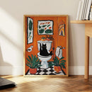 GobekUsa Cat Reading on Toilet Wall Art
