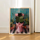 GobekUsa Cat Reading on Toilet Wall Art