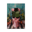 GobekUsa Cat Reading on Toilet Wall Art