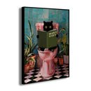 GobekUsa Cat Reading on Toilet Wall Art
