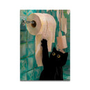 GobekUsa Cat Reading on Toilet Wall Art