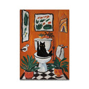 GobekUsa Cat Reading on Toilet Wall Art