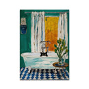 GobekUsa Cat Reading on Toilet Wall Art