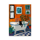 GobekUsa Cat Reading on Toilet Wall Art
