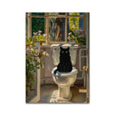 GobekUsa Cat Reading on Toilet Wall Art