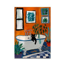 Whimsical black cat reading wall art set – bathroom decor by Decorbites