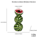 Green & black striped watermelon ceramic fruit vase for kitchen by Decorbites