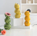 Green & black striped watermelon ceramic fruit vase for kitchen by Decorbites