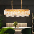 GobekUsa Champagne Crystal Prism Island Pendant - Modern Chic Oval Dining Room Light Fixture