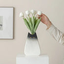 Charming white & gray cat ceramic vase set living room decor by Decorbites