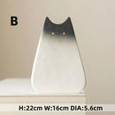Charming white & gray cat ceramic vase set living room decor by Decorbites