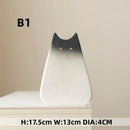 Charming white & gray cat ceramic vase set living room decor by Decorbites