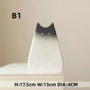 Charming white & gray cat ceramic vase set living room decor by Decorbites