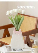 Charming white & gray cat ceramic vase set living room decor by Decorbites