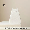 Charming white & gray cat ceramic vase set living room decor by Decorbites