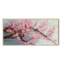 Modern pink cherry blossom canvas art living room framed painting by Decorbites