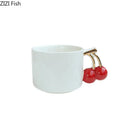 Modern white ceramic cherry handle mug dining room cup by Decorbites