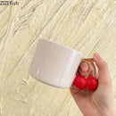 Modern white ceramic cherry handle mug dining room cup by Decorbites