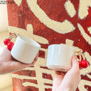 Modern white ceramic cherry handle mug dining room cup by Decorbites