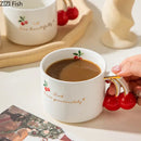 White and gold cherry pattern porcelain coffee mug kitchen teacup by Decorbites