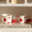 Decorbites cherry porcelain red polka dot mug kitchen teacup by Decorbites