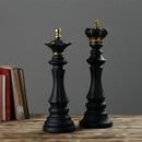 Black and gold chess pieces figurines living room decor by Decorbites
