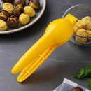 Ergonomic yellow & mint green chestnut clip nutcracker kitchen tool by Decorbites