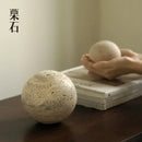 GobekUsa Chestnut Stone Wabi Sabi Wind Round Ball Geometric Rock Ornament Figurines