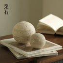 GobekUsa Chestnut Stone Wabi Sabi Wind Round Ball Geometric Rock Ornament Figurines
