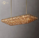 GobekUsa Chiara Smoke Glass Tiered Chandelier - Modern Large Rectangular Hanging Lights