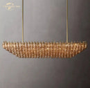 GobekUsa Chiara Smoke Glass Tiered Chandelier - Modern Large Rectangular Hanging Lights