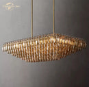 GobekUsa Chiara Smoke Glass Tiered Chandelier - Modern Large Rectangular Hanging Lights