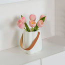 Chic ceramic vase cream textured flower pot living room with handle by Decorbites